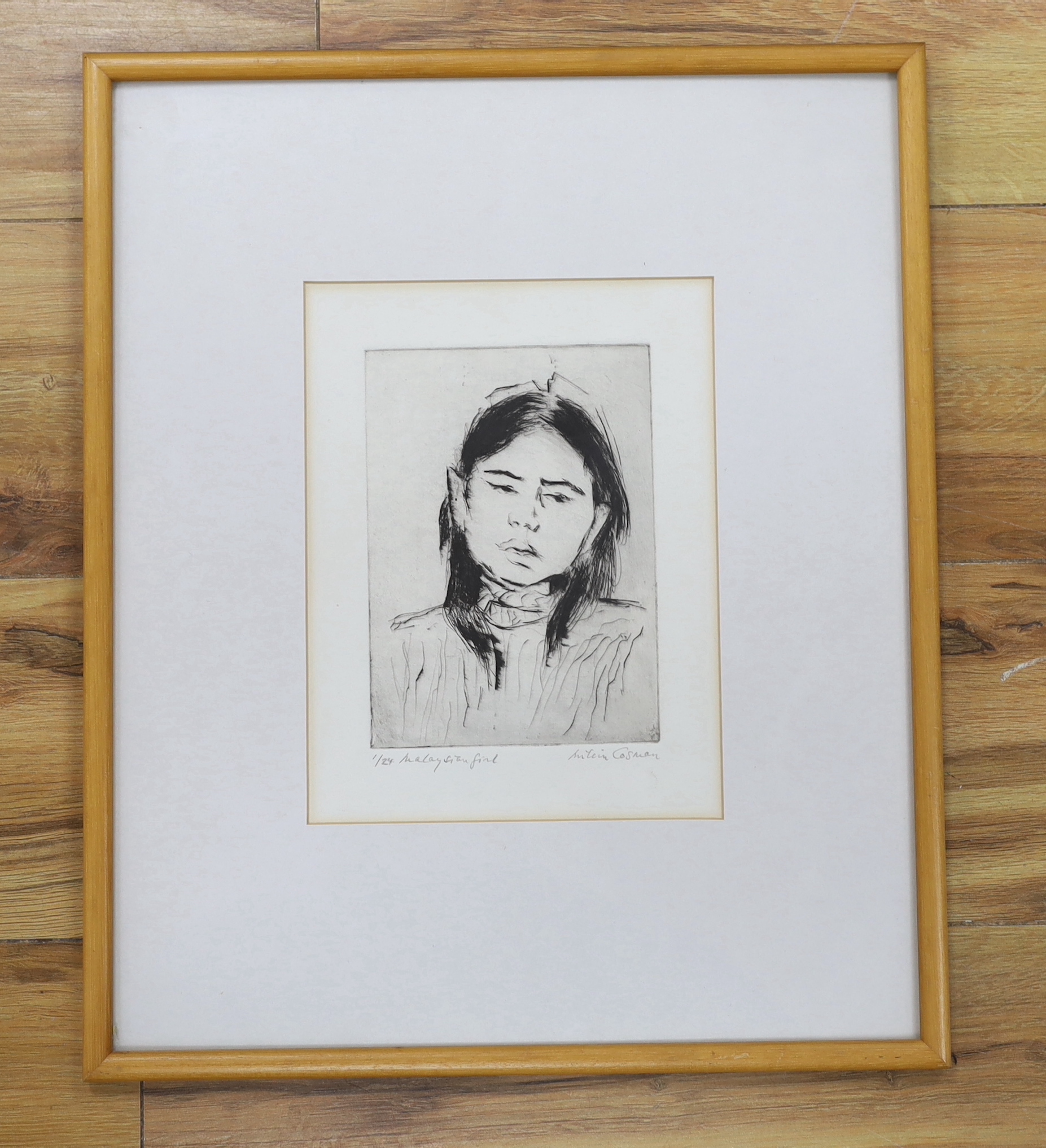 Milein Cosman (German, 1921-2017), etching, Malaysian girl, limited edition 1/24, signed in pencil, 23 x 17cm